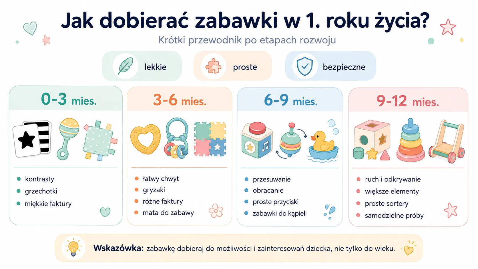 Jak dobierać zabawki w 1. roku życia?