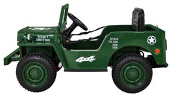 Autko Wojskowe Retro dla dzieci Zielony + Napęd 4x4 + Pilot + 2 Bagażniki + Wolny Start + MP3 LED