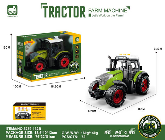 Traktor z Funkcją Świateł i Dźwięku Jasno Zielony