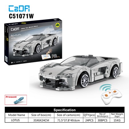Klocki konstrukcyjne CaDA 308 el. Autko Sportowe Lotus Evija dla dzieci 6+ Zdalnie sterowany Pilot + Aplikacja mobilna