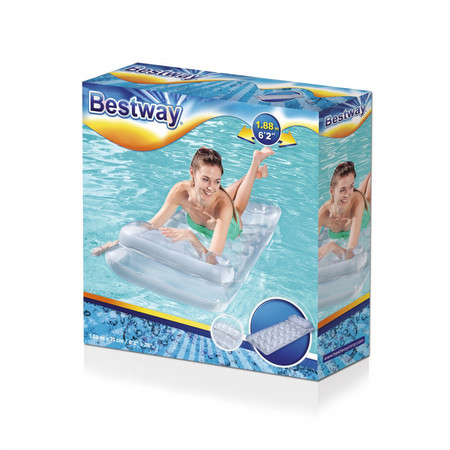 Dmuchany Materac plażowy Srebrny metalik 188x71cm BESTWAY + Zestaw naprawczy