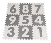 Mata biało-szara z 9 Puzzli dla dzieci 10m+ Wyjmowane cyfry litery + Pianka EVA + Powłoka antybakteryjna Ag+