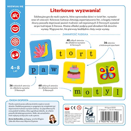 Gra edukacyjna „Litera do litery” dla dzieci 4-8 lat + Nauka układania wyrazów + Nazywanie obrazków