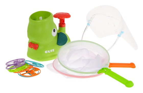 Gra zręcznościowa Słonik dla dzieci 3+ Wyrzutnia Dysków + 2 Siatki + 8 Dysków + Przyłbica ochronna