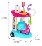 Duży Wózek sprzątający dla dzieci 3+ Interaktywny odkurzacz + Mop Miotła Szufelka + Akcesoria 10 el.