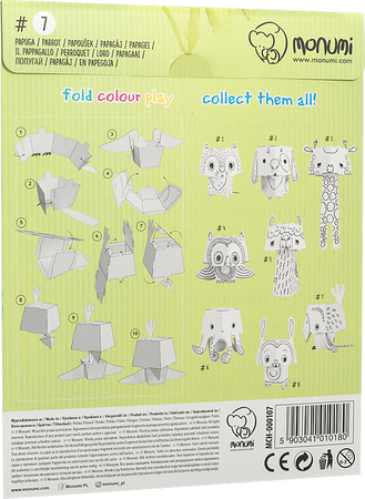 "Papuga" kolorowanka-składanka 3D dla dzieci