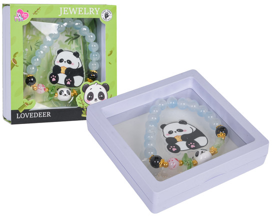 Zestaw Biżuterii Panda Niebieska Bransoletka