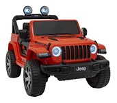 Jeep Wrangler Rubicon na akumulator dla dzieci Pomarańczowy + Pilot + Radio MP3 LED + Koła EVA