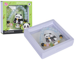 Zestaw Biżuterii Panda Niebieska Bransoletka