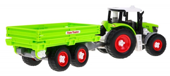 Rozkręcany Traktor z przyczepą dla dzieci 3+ Wkrętarka + Śrubokręt + Spychacz