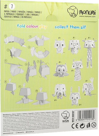 "Papuga" kolorowanka-składanka 3D dla dzieci