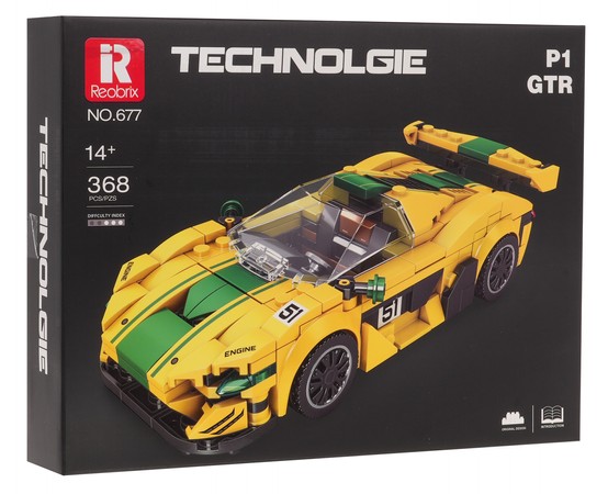 Zestaw Klocków Technicznych auto sportowe Żółte 368el.