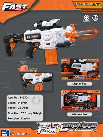 Duży Karabin Fast Pioneer dla dzieci 8+ Celownik + Magazynek + 24 Piankowych Pociski