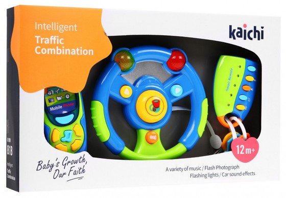 Interaktywny zestaw Kierowcy dla dzieci 3+ Kierownica + Pilot z kluczami + Telefon + Dźwięki Światła