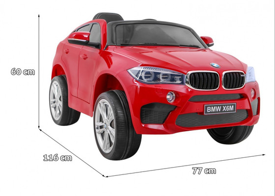 BMW X6M Elektryczne Autko dla dzieci Lakier Czerwony + Pilot + EVA + Wolny Start + Audio + LED