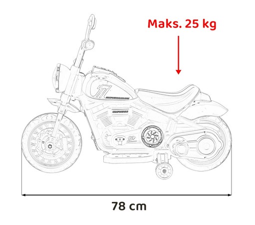 Motorek Chopper FASTER na akumulator dla dzieci Czerwony + Radio FM + Panel audio + LED