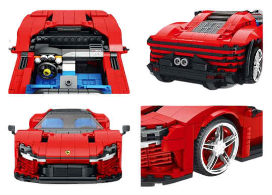 Zestaw Klocków Auto Sportowe Czerwone 1069el.