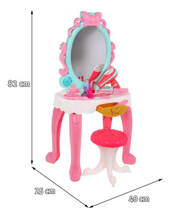 Interaktywna toaletka dla dziewczynek 3+ Taborecik + Suszarka + Akcesoria