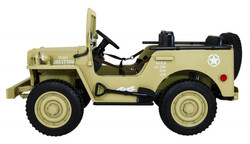 Autko Wojskowe Retro dla 3 dzieci Matcha + Napęd 4x4 + Schowki + EVA + Wolny Start + MP3 LED