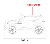 Aston Martin DBX na akumulator dla dzieci Czerwony + Pilot + EVA + Pasy + Wolny Start + Audio LED