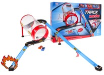 Tor Wyścigowy z Beczką dla dzieci 3+ Części konstrukcyjne 57 el. + 2 Autka + Napęd pull back