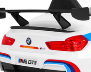 BMW M6 GT3 Auto na akumulator dla dzieci Biały + Nawiew powietrza + Dźwięki MP3 Światła + Pilot