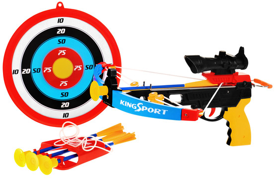 Mała Kusza dla dzieci 6+ Zestaw sportowy 7 el. + Tarcza + 4 bełty + Kołczan + Celownik laserowy