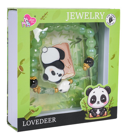 Zestaw Biżuterii Panda Zielona Bransoletka