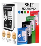 Sejf skarbonka dla dzieci 3+ czerwony Oszczędzanie pieniędzy + Nauka przedsiębiorczości