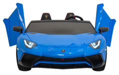 Lamborghini Aventador SV na akumulator dla 2 dzieci Niebieski + Silnik bezszczotkowy + Pompowane koła + Audio LED