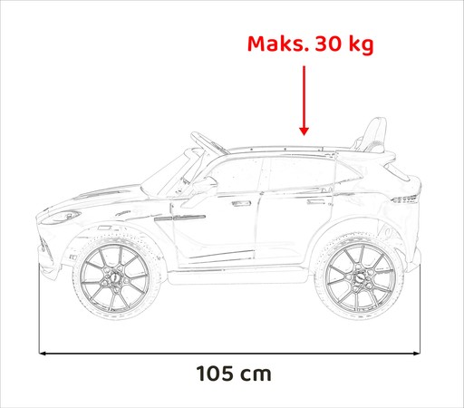 Aston Martin DBX na akumulator dla dzieci Czerwony + Pilot + EVA + Pasy + Wolny Start + Audio LED