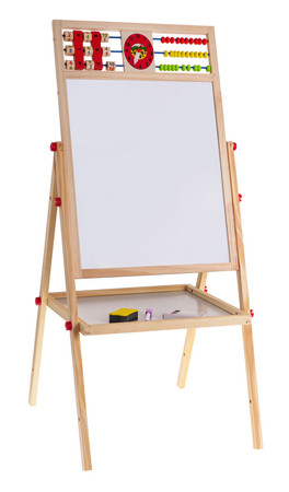 Drewniana dwustronna tablica dla dzieci 3+ Edukacyjna tablica magnetyczna kredowa + Akcesoria