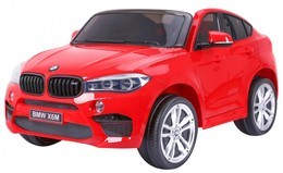 BMW X6M XXL dla 2 dzieci Czerwony + Pilot + Ekoskóra + Pasy + Wolny Start + MP3 USB + LED