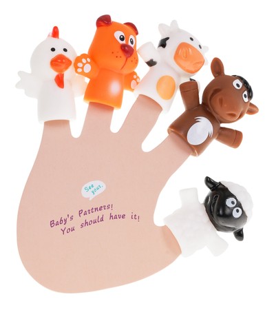 Zestaw 5 Gumowych Pacynek na palce + Książeczka Farma dla dzieci 3+ Wiejskie Zwierzątka + Wodoodporność