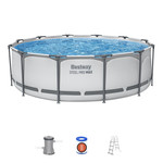 Basen stelażowy Steel Pro MAX 366x100 Szary 12FT BESTWAY 4w1 + Pompa Filtr + Drabinka
