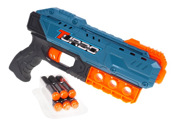Pistolet TURBO dla dzieci 8+ Niebieski + 6 bezpiecznych Pocisków