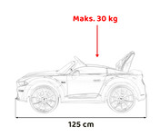 Autko Ford Mustang GT na akumulator dla dzieci Czerwony + Regulacja siedzenia + Audio LED + EVA + Wolny Start