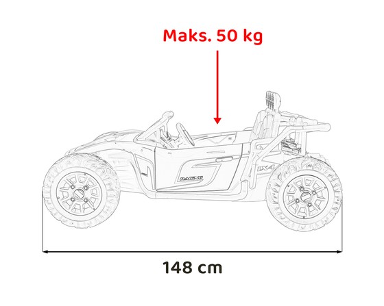 Auto Buggy Racing 5 na akumulator dla dzieci Niebieski + Silniki 2x200W + Pilot + Audio LED + Wolny Start