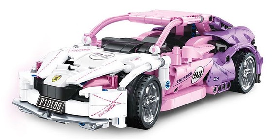 Zestaw Klocków Autko Sportowe Różowe 652el.